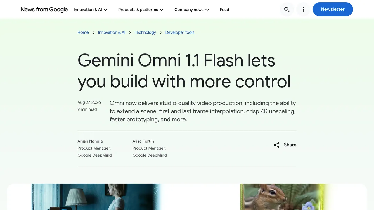 Screenshot of Gemini Omni 1.1 Flash