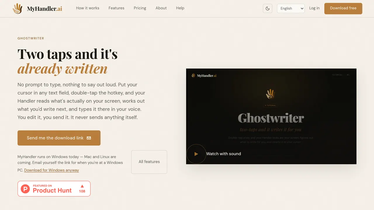 Screenshot of GhostWriter by MyHandler