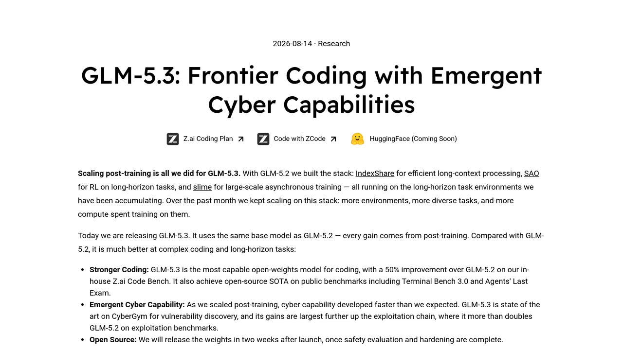 Screenshot of GLM-5.3