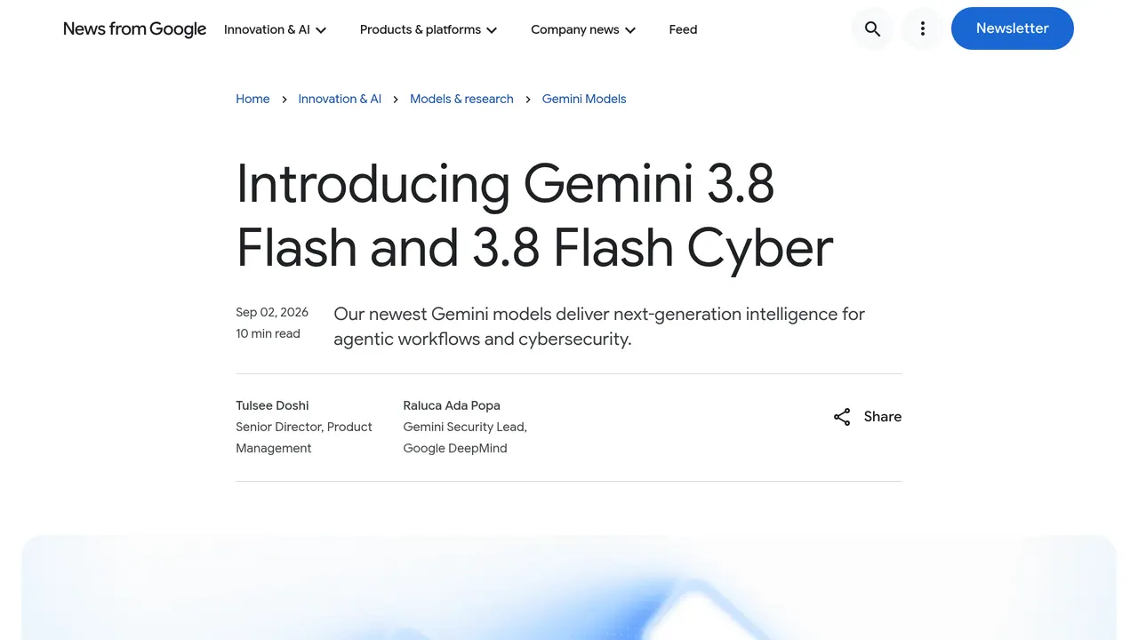 Screenshot of Google Gemini 3.8 Flash and Cyber