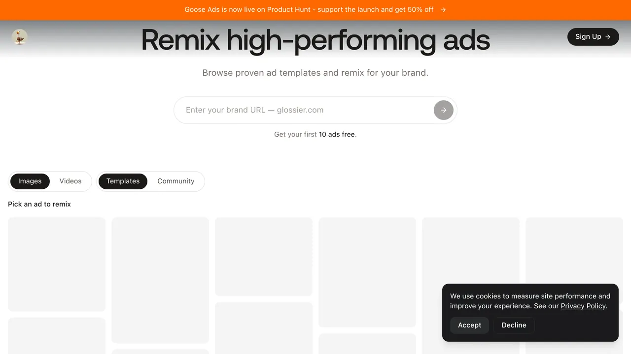 Screenshot of Goose Ads Remixer