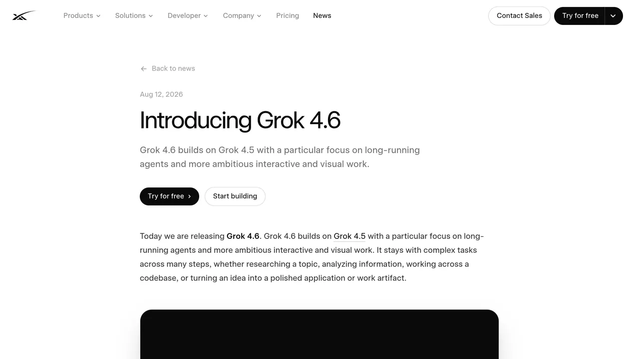 Screenshot of Grok 4.6