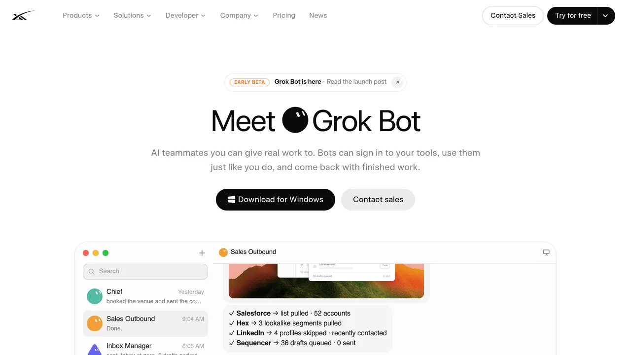 Screenshot of Grok Bot