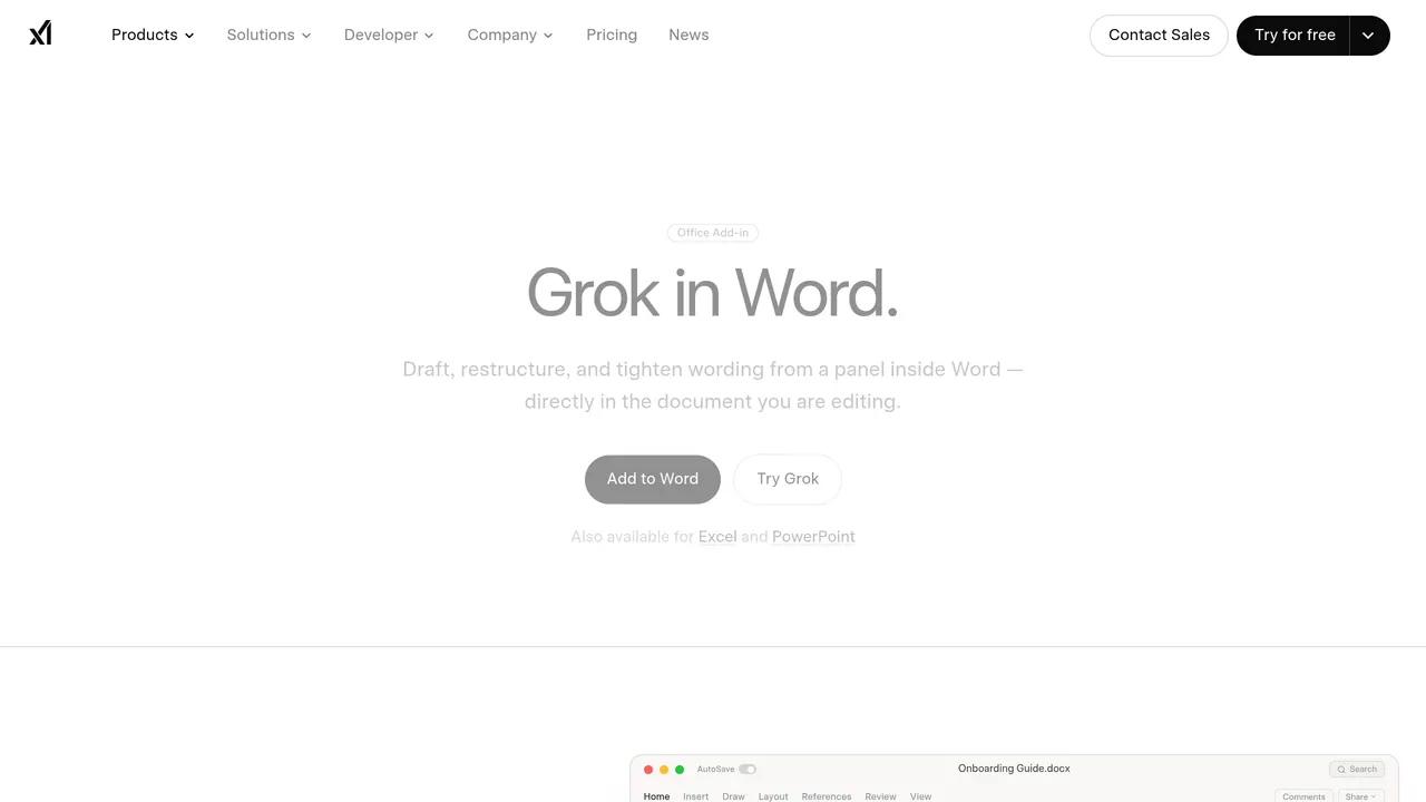 Screenshot of Grok by SpaceXAI for Word
