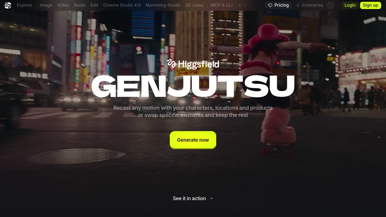 Screenshot of Higgsfield Genjutsu
