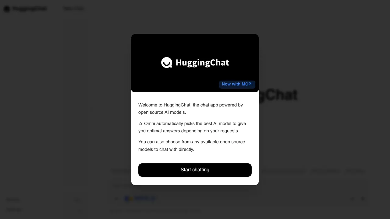 Screenshot of HuggingChat