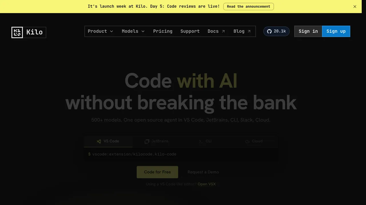 Kilo Code screenshot