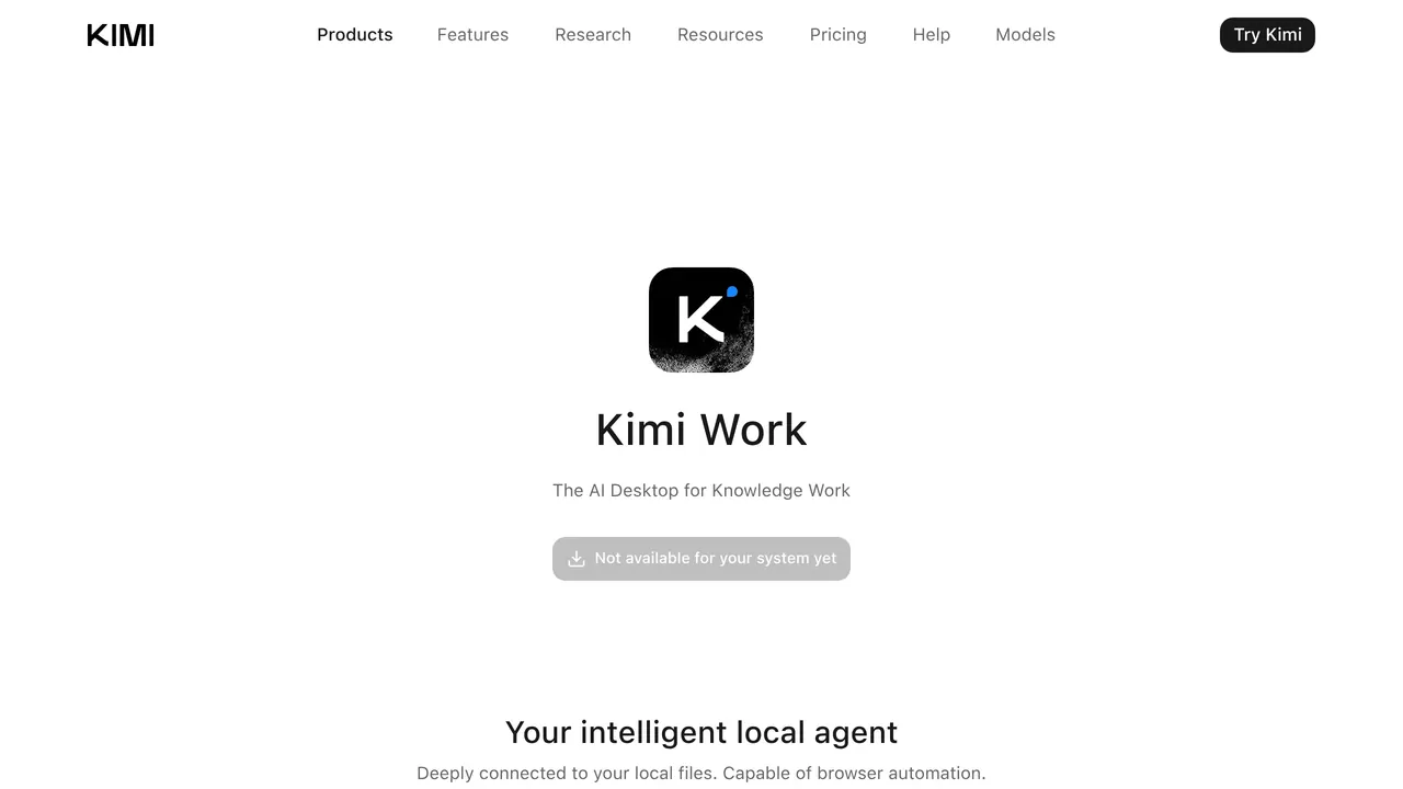 Screenshot of Kimi Work