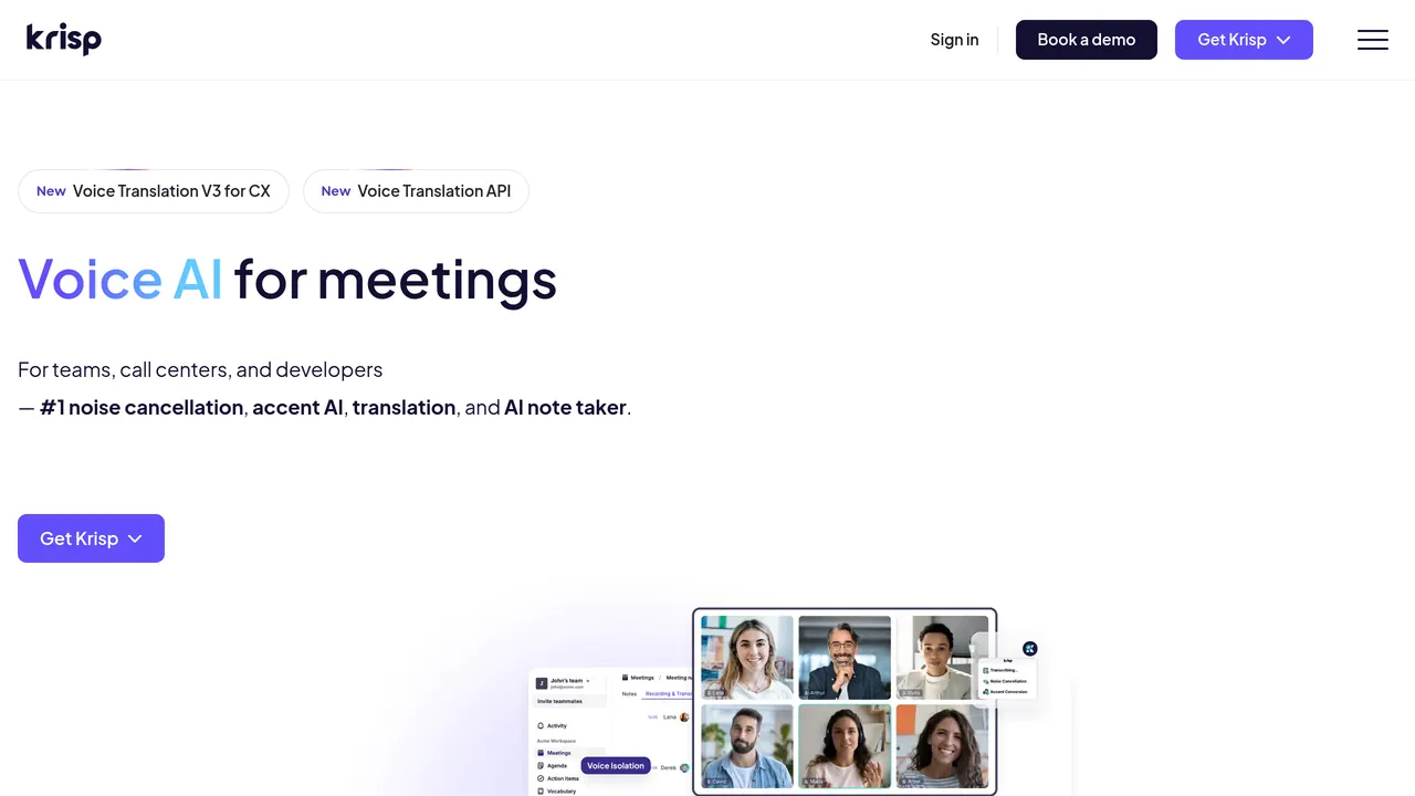 Screenshot of Krisp