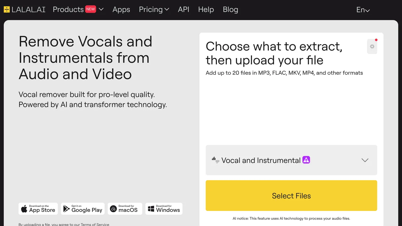 LALAL.AI screenshot