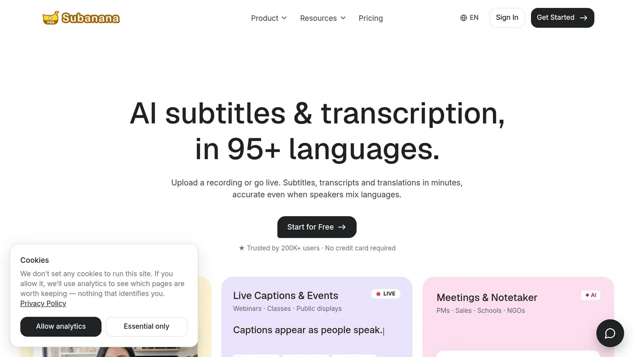 Screenshot of Live Captions by Subanana