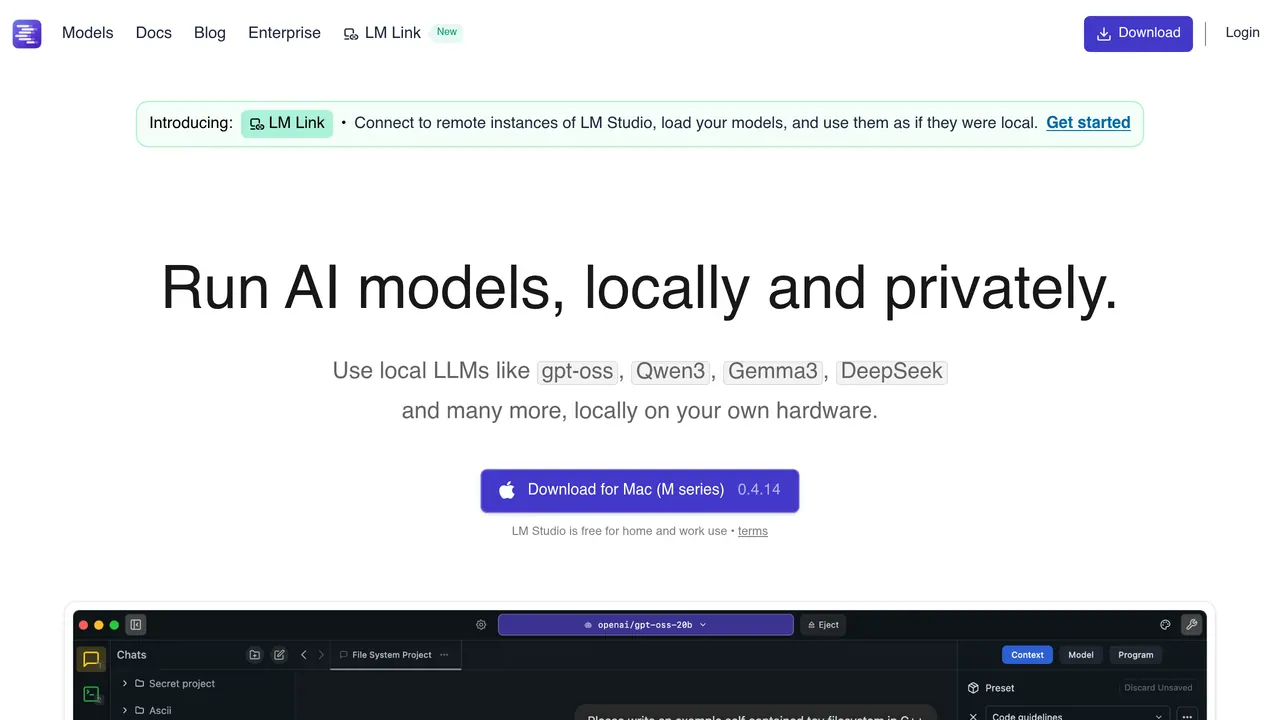 Screenshot of LM Studio