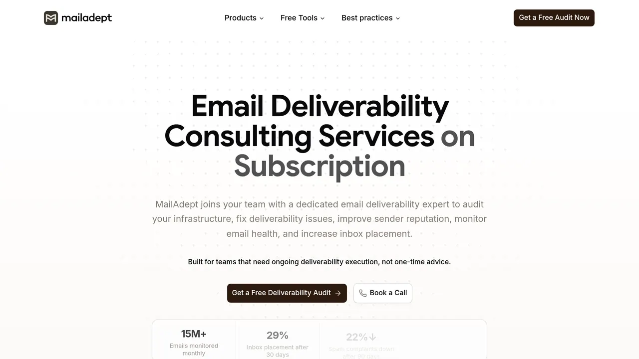 Screenshot of MailAdept by mailwarm