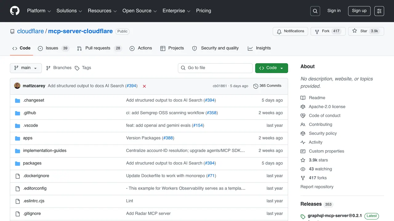 Screenshot of Cloudflare MCP Server