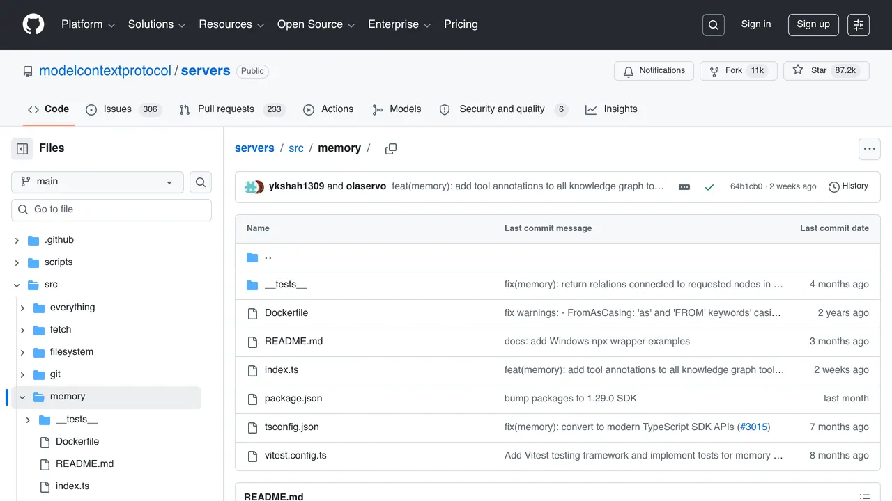 Screenshot of Memory MCP Server