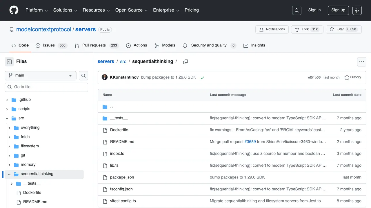 Screenshot of Sequential Thinking MCP Server