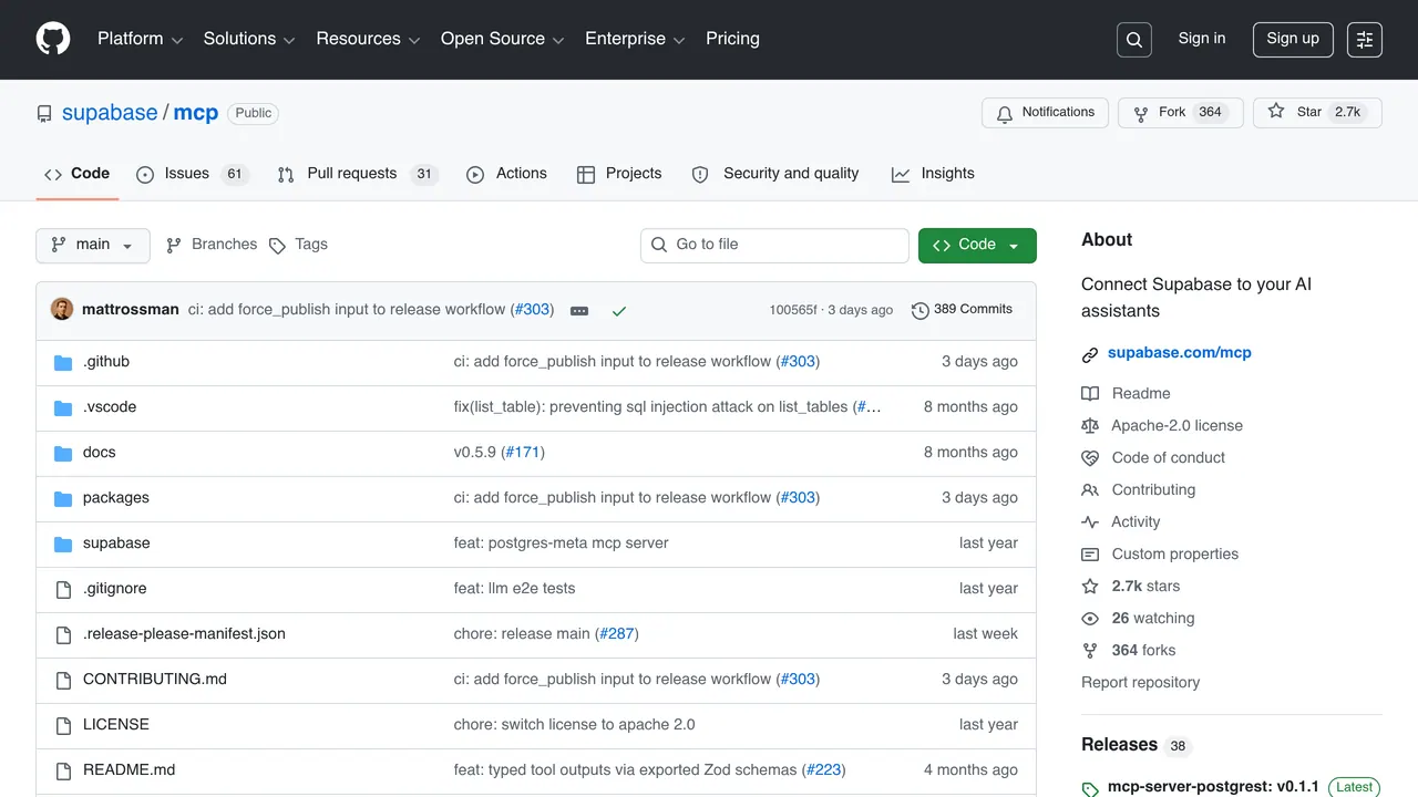 Screenshot of Supabase MCP Server