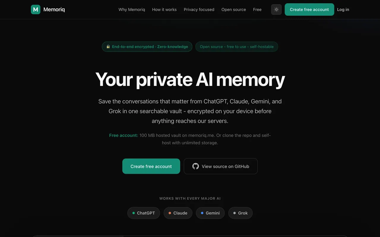 Screenshot of Memoriq