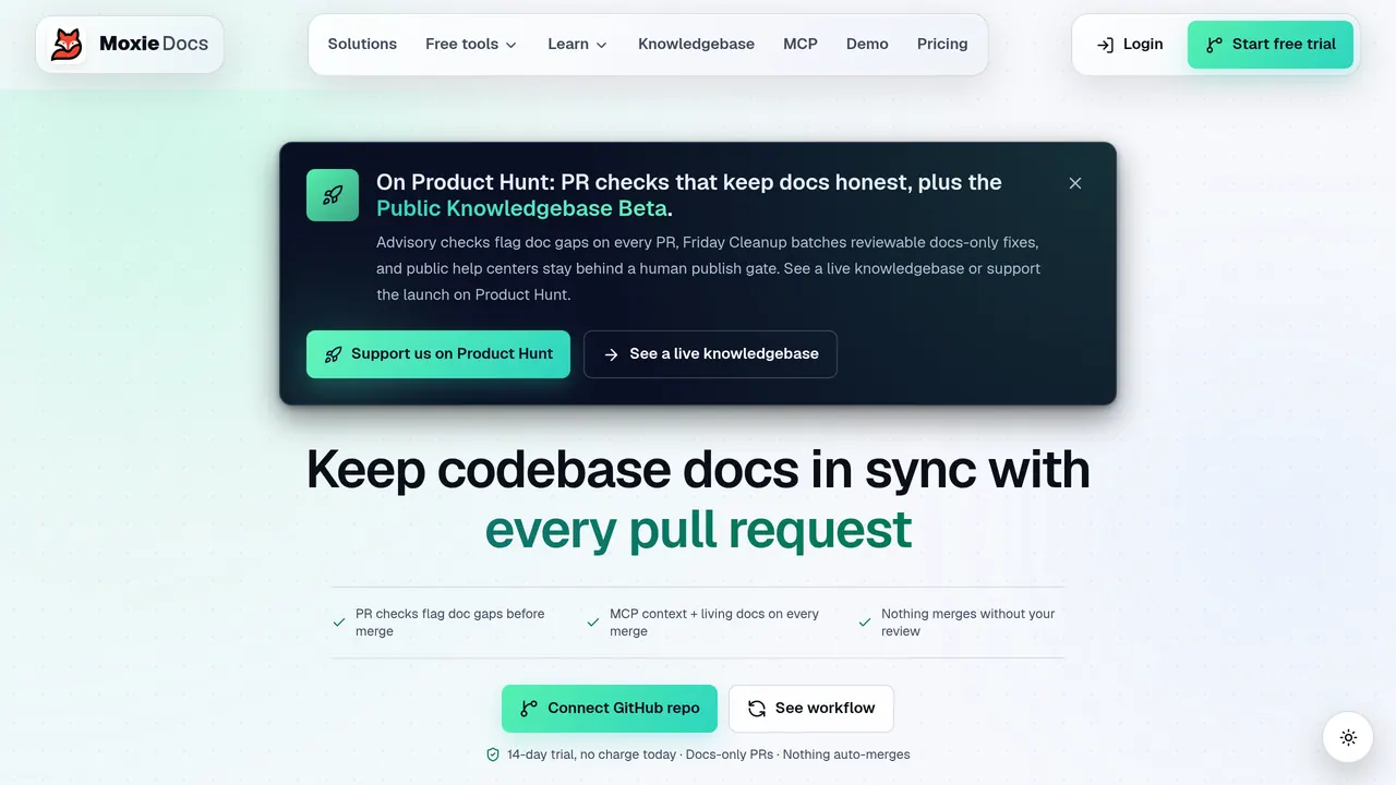 Screenshot of Moxie Docs: Knowledgebases