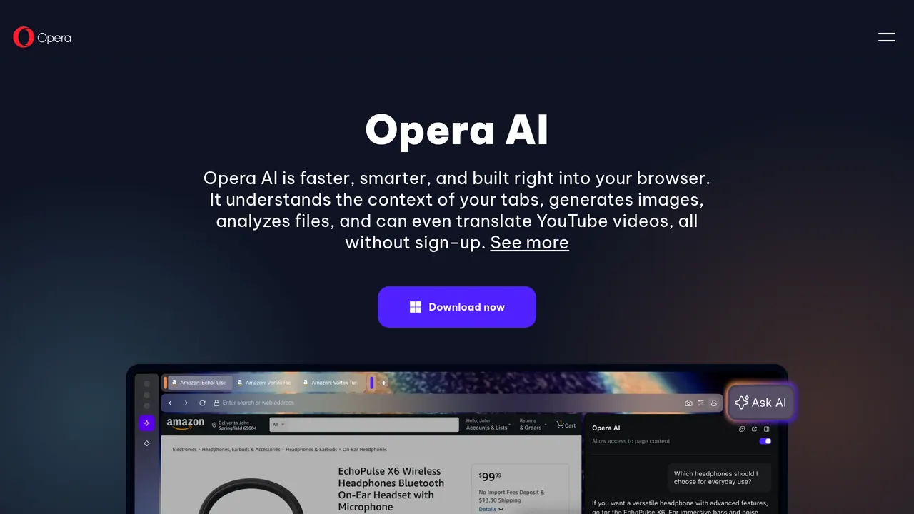 Screenshot of Opera Aria