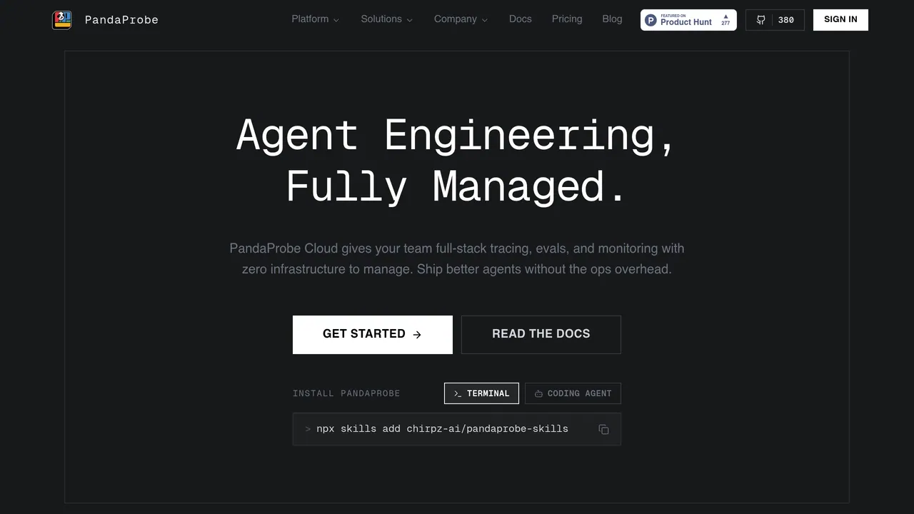 Screenshot of PandaProbe Cloud