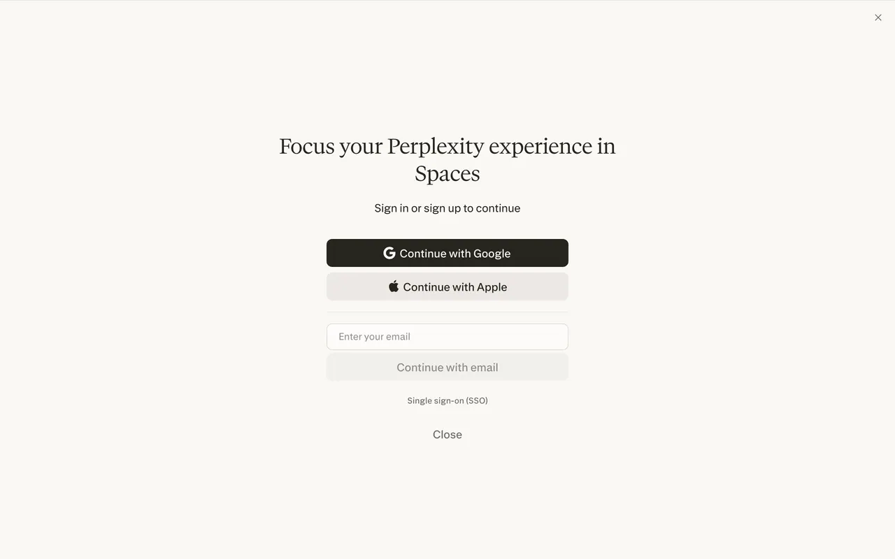 Screenshot of Perplexity Spaces