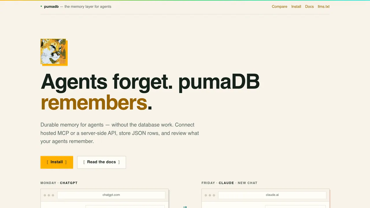 Screenshot of pumaDB
