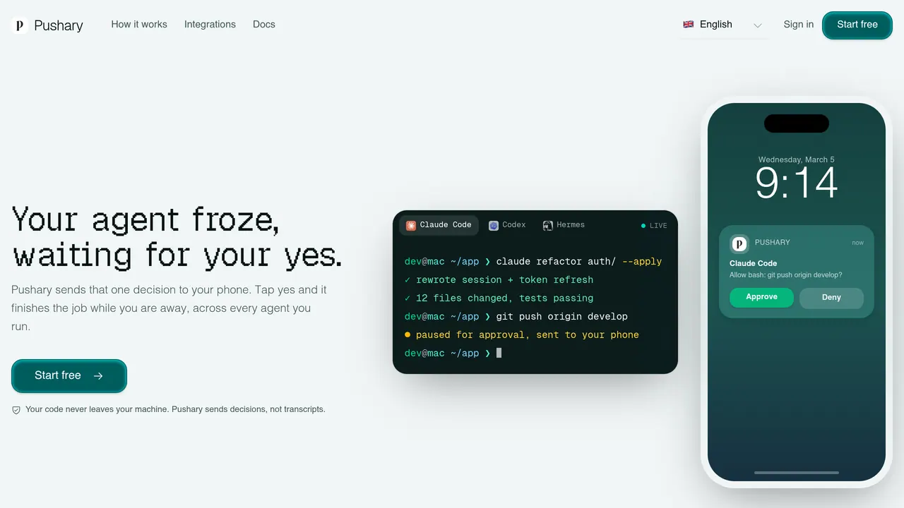 Screenshot of Pushary