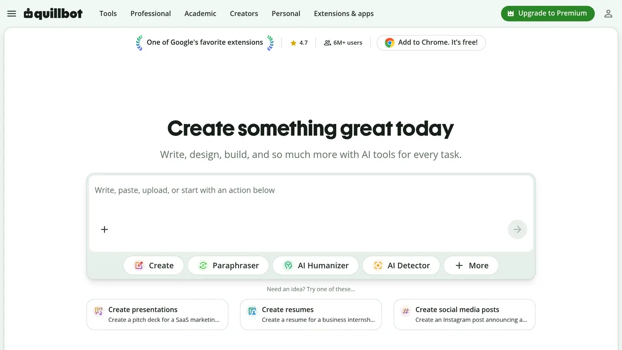 Screenshot of QuillBot