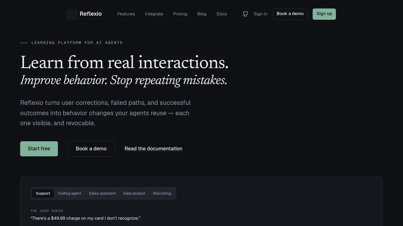 Screenshot of Reflexio