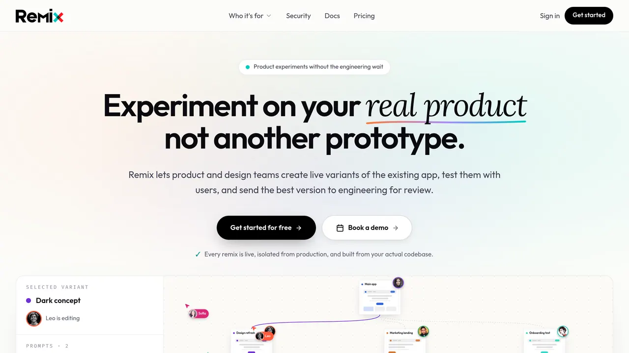 Screenshot of Remix