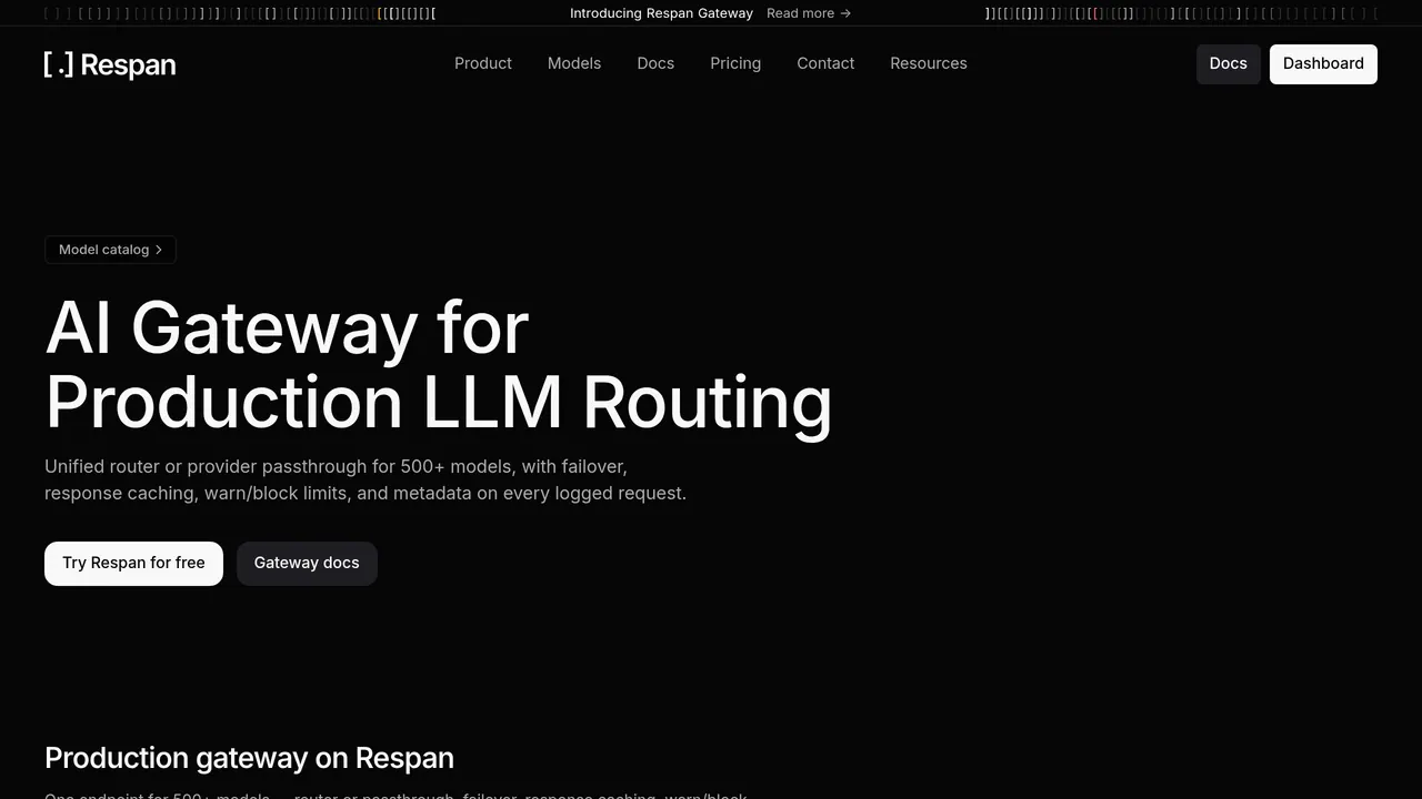Screenshot of Respan Gateway