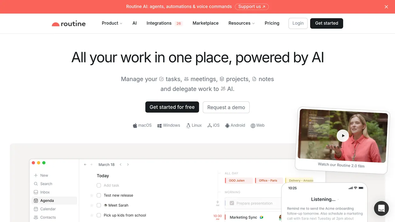 Screenshot of Routine AI