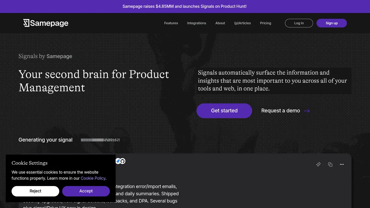 Screenshot of Samepage Signals