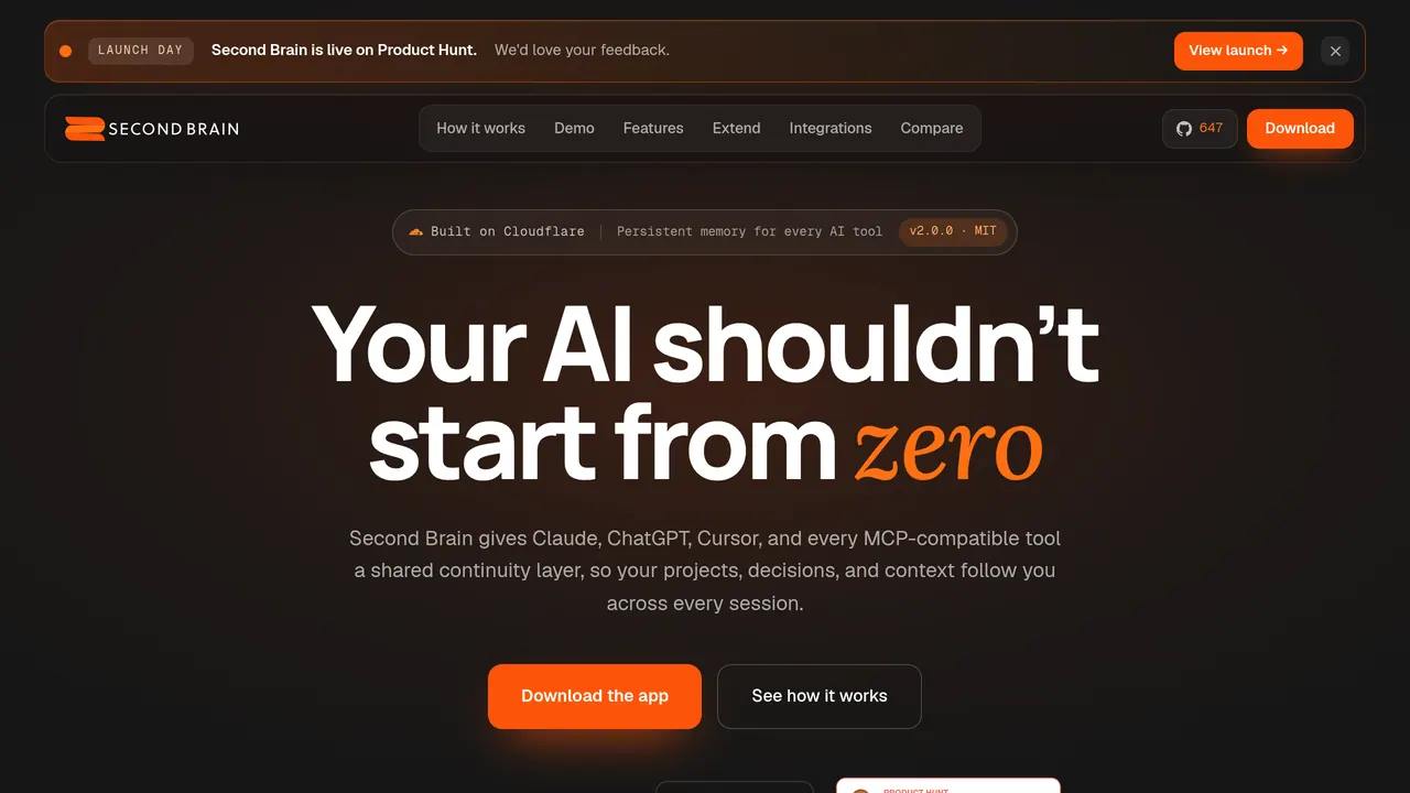 Screenshot of Second Brain for Mac and Windows