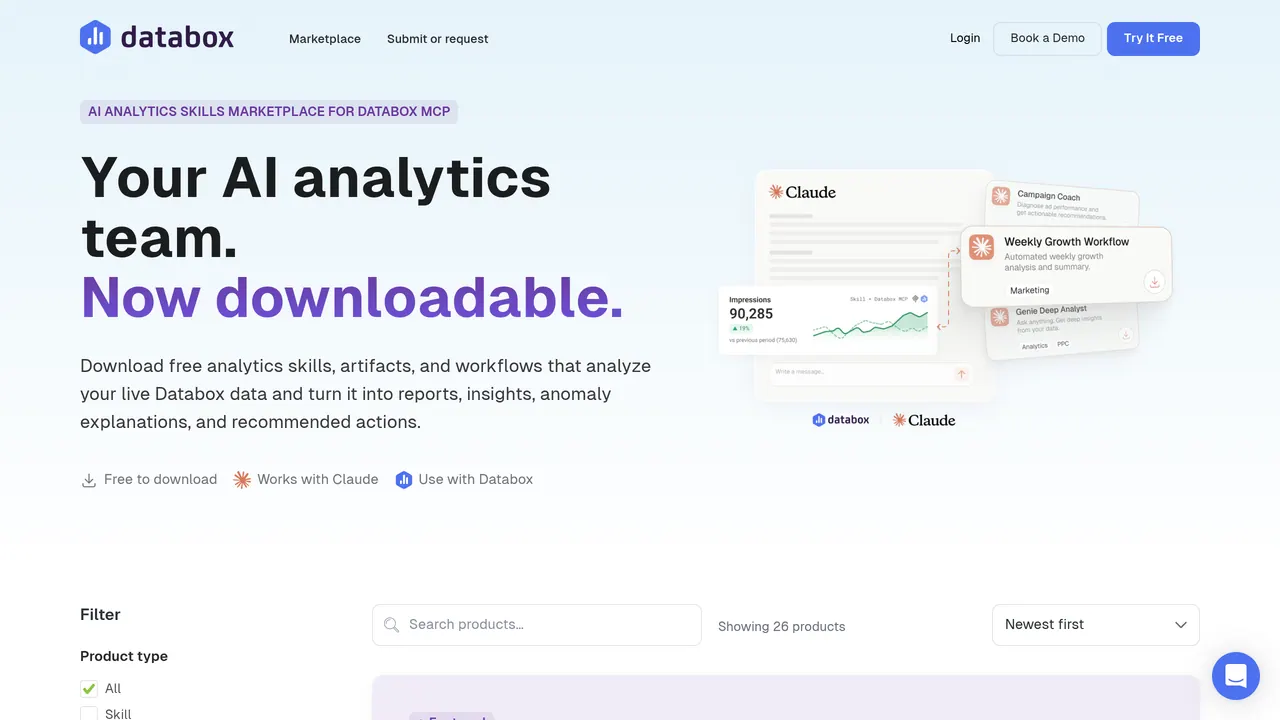Screenshot of Skills Marketplace by Databox