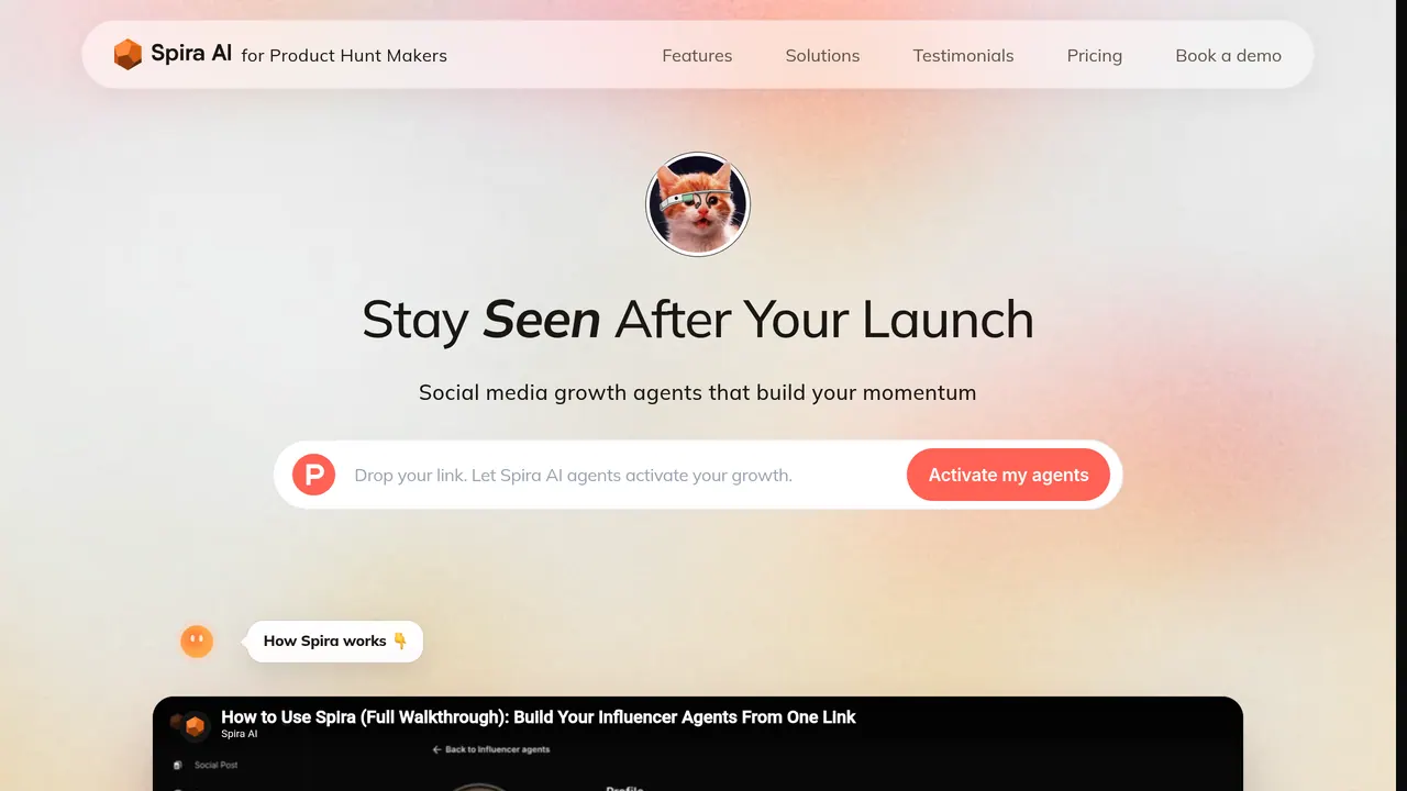 Screenshot of Spira for Product Hunt Makers