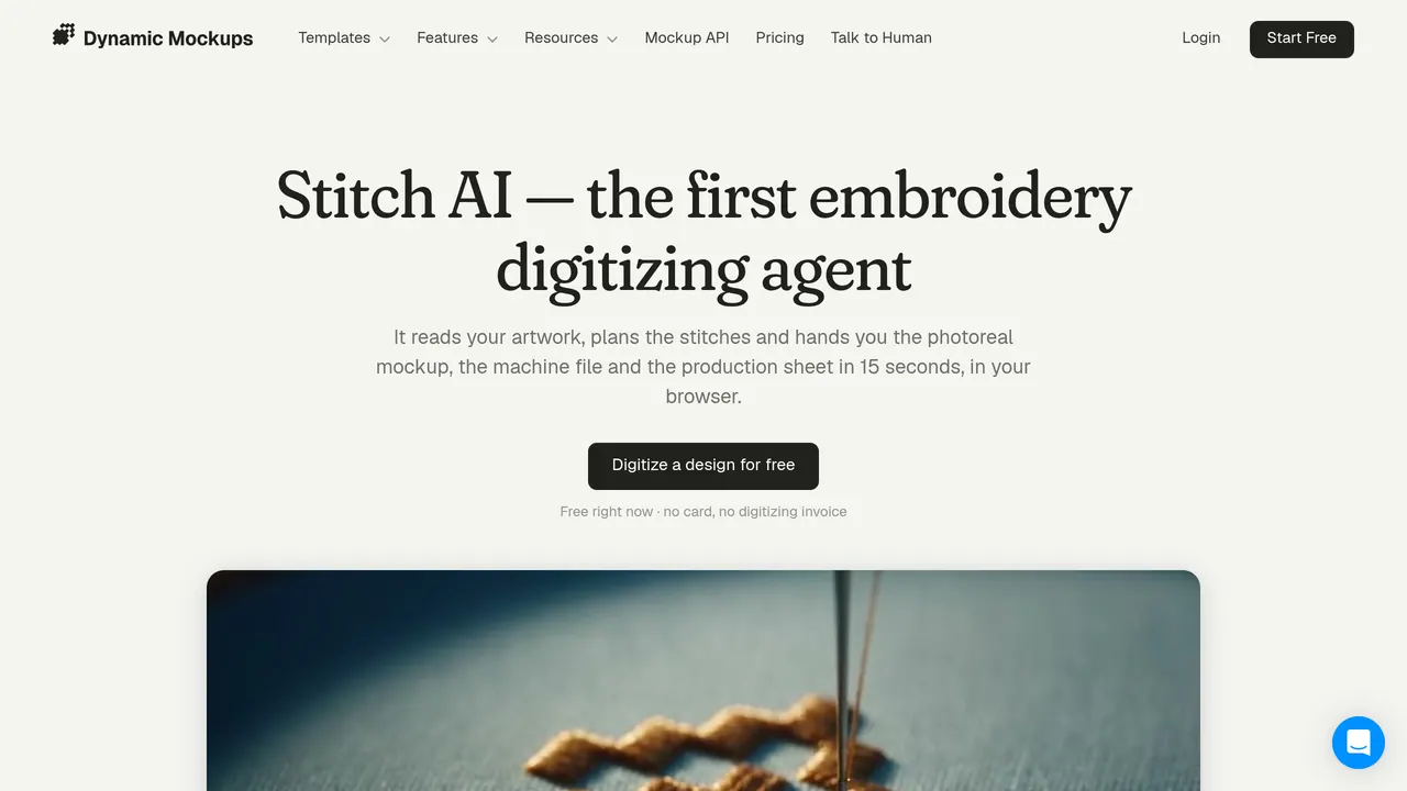 Screenshot of Stitch AI by Dynamic Mockups
