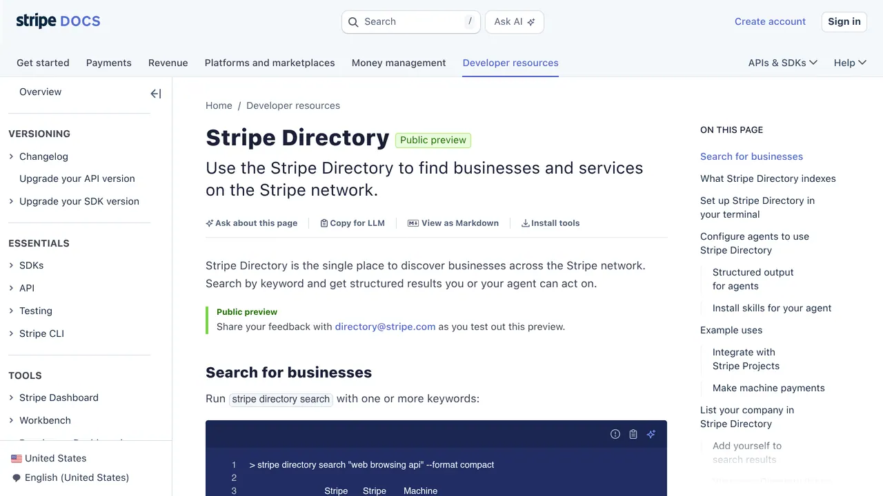 Screenshot of Stripe.Directory