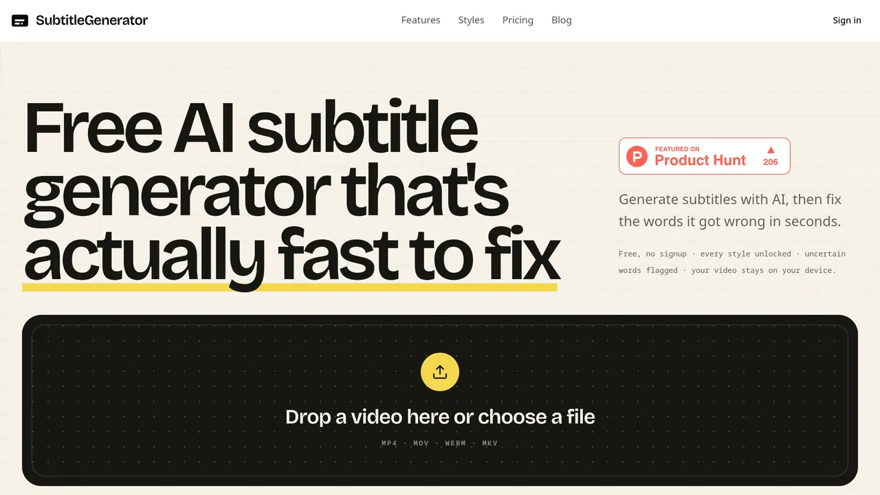 Screenshot of SubtitleGenerator