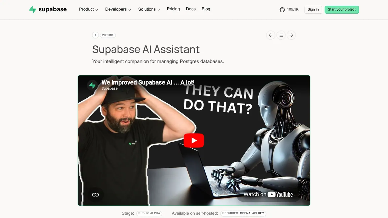 Screenshot of Supabase AI Assistant