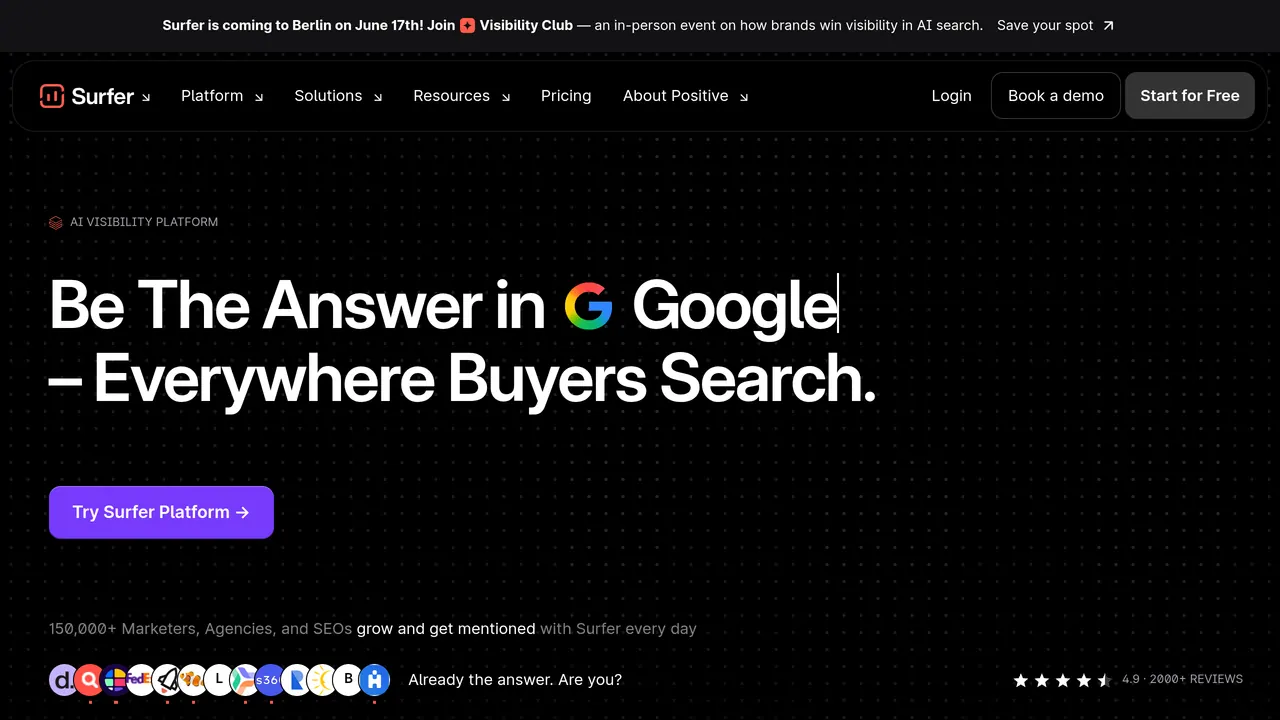 Screenshot of Surfer SEO