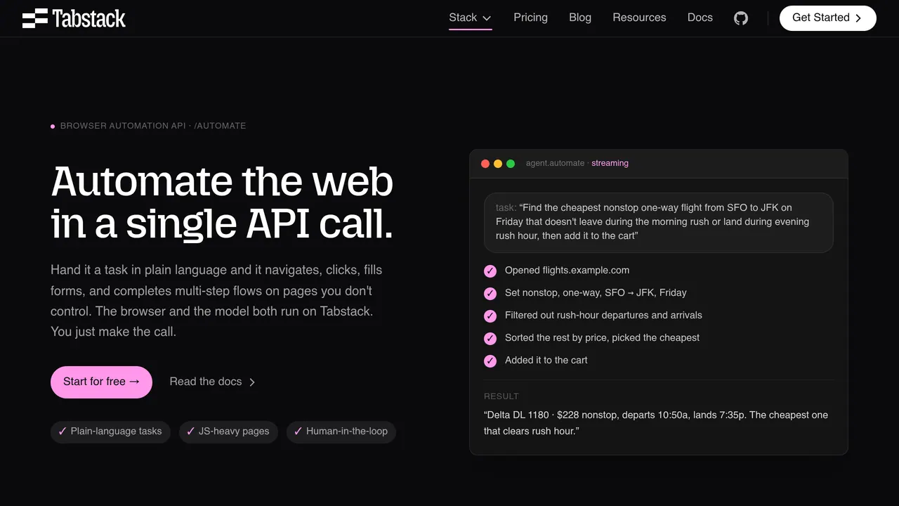 Screenshot of Tabstack Browser Automation