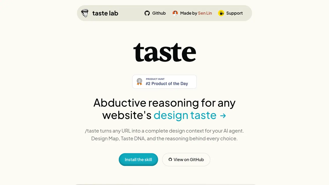 Screenshot of Taste Lab