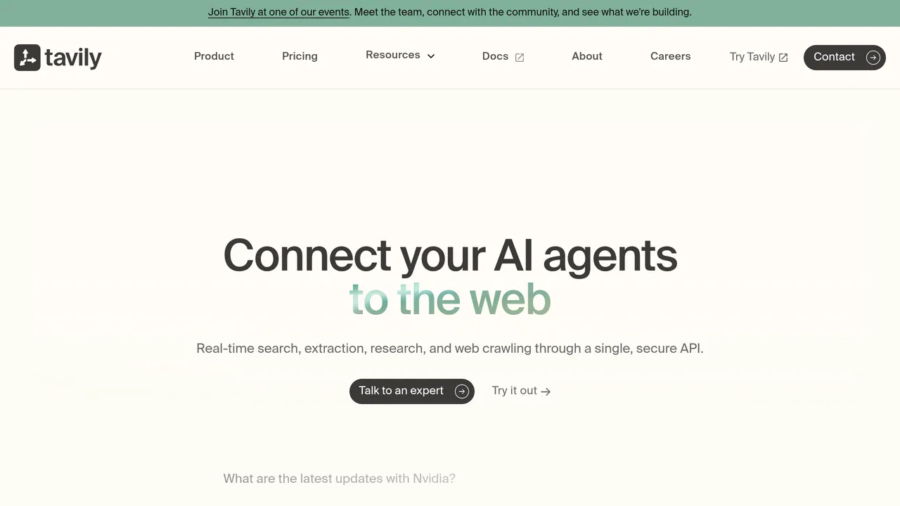 Screenshot of Tavily