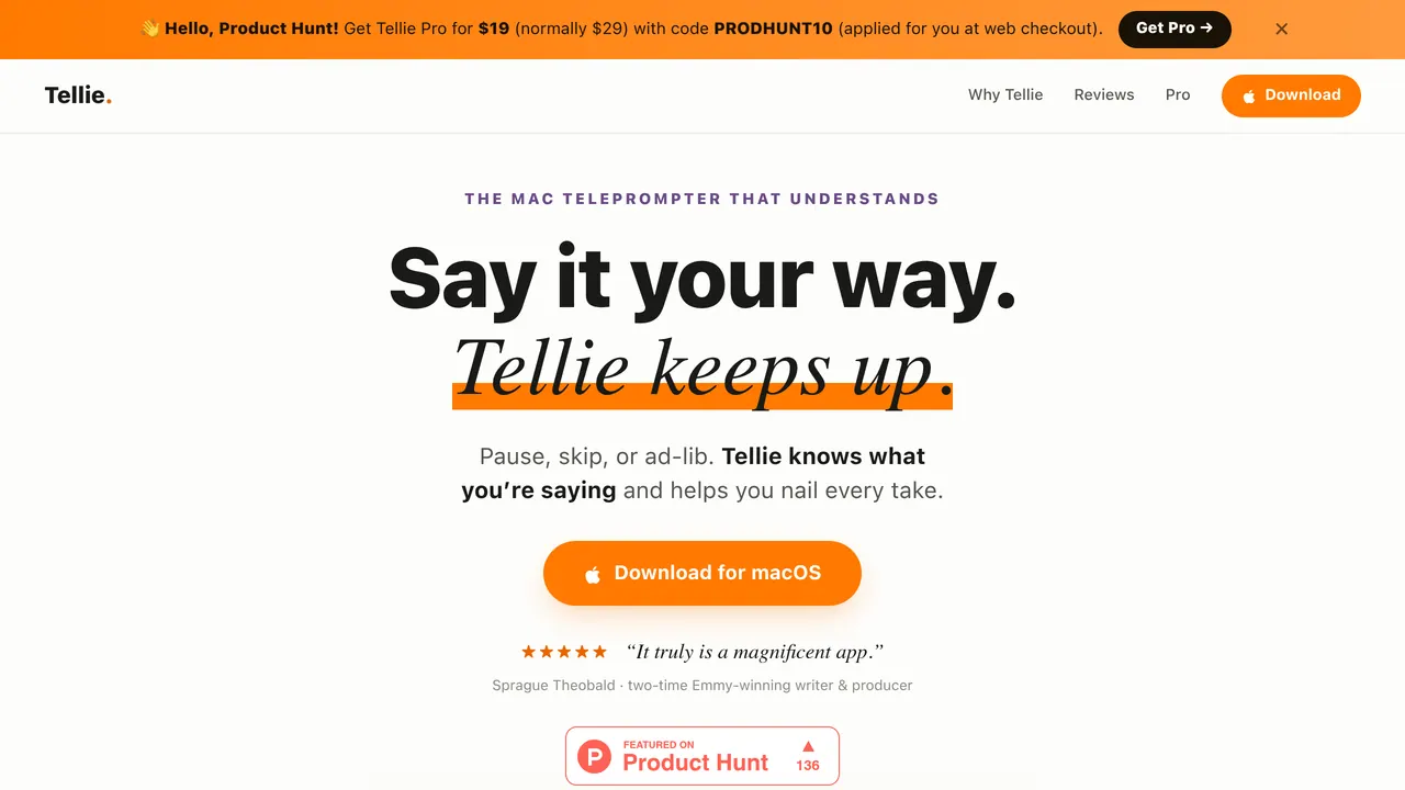Screenshot of Tellie Prompter 1.5