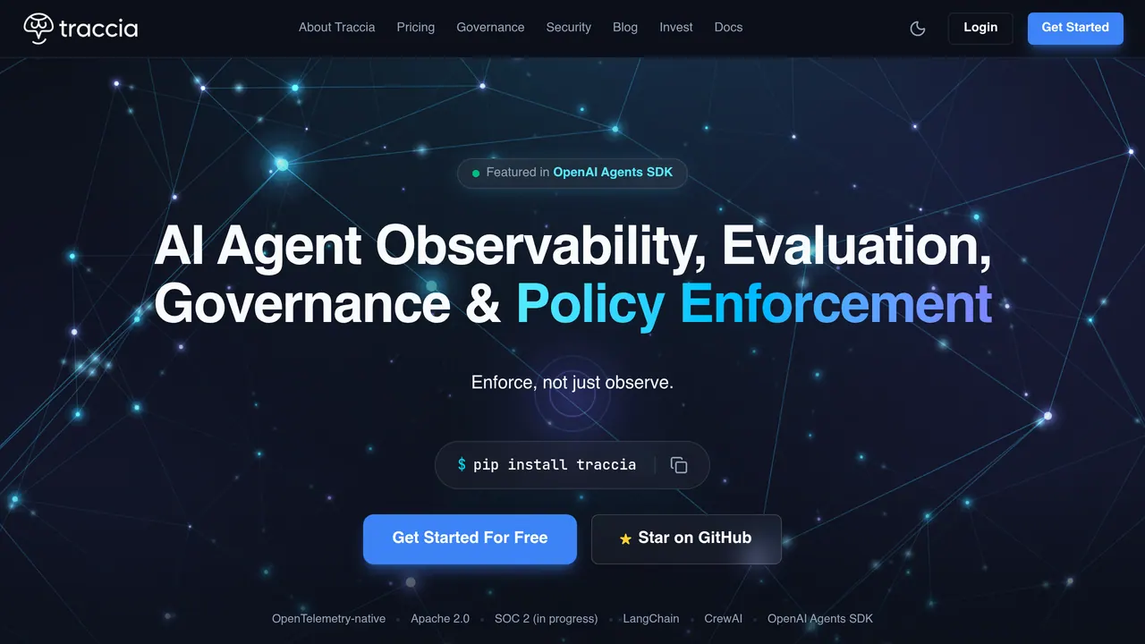 Screenshot of Traccia