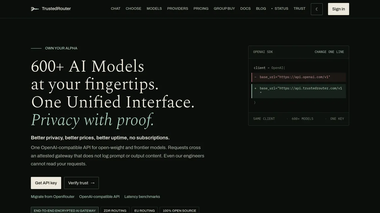 Screenshot of TrustedRouter