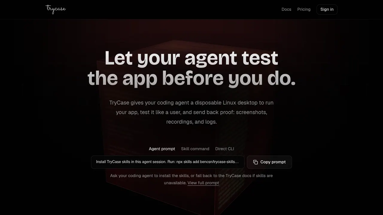 Screenshot of TryCase