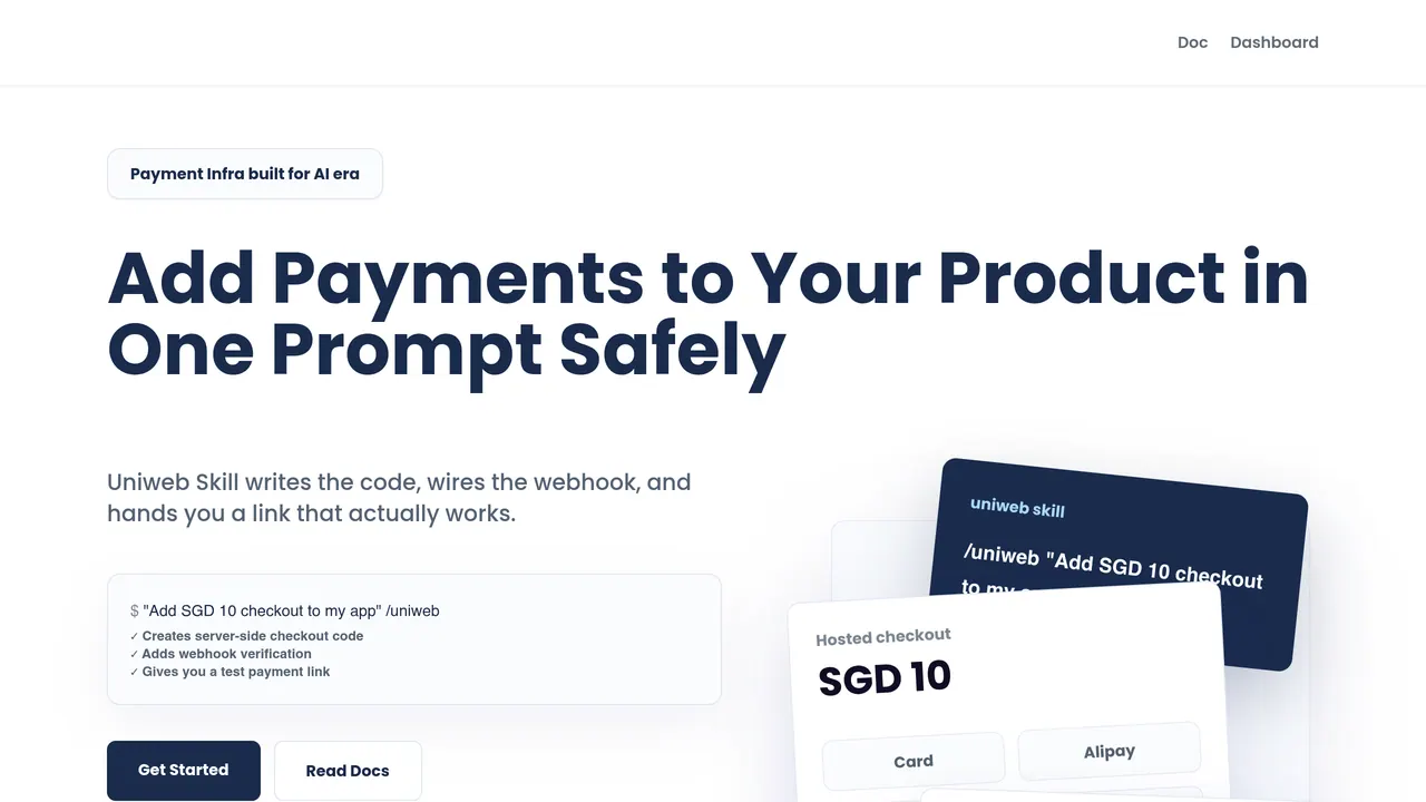 Screenshot of UniwebPay Skill